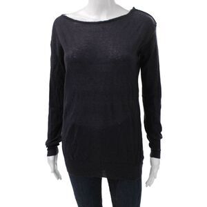Pierre Balmain Women Pullover Blue Boat Neck Long Sleeve Polyamide Size 40